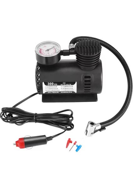 12V Küçük Araba Lastiği Hava Pompası Şişirme Cihazı, Arabalar, Bisikletler, Motosikletler ve Kayıklar Için 3 Iğneli Kablolu Elektrikli Hava Kompresörü (Yurt Dışından)