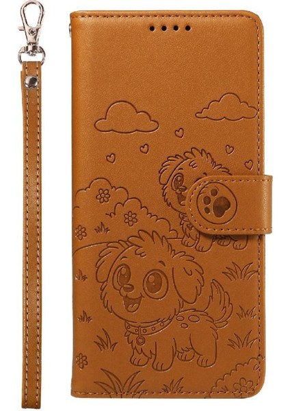 iPhone 12 Pro Sevimli Karikatür Köpek Manyetik Deri Kapaklı Koruyucu Telefon Kılıfı Cüzdan Kart Tutucu Bilek Kayışı (Yurt Dışından) fırsatları