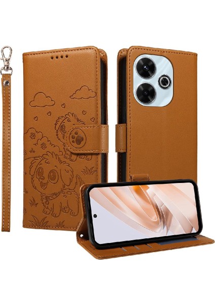 Xiaomi Redmi 13 4g Sevimli Karikatür Köpek Manyetik Deri Kapaklı Koruyucu Telefon Kılıfı Cüzdan Kart Tutucu Bilek Kayışı (Yurt Dışından)