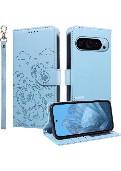 Google Pixel 9 Pro Xl Sevimli Karikatür Köpek Manyetik Deri Kapaklı Koruyucu Telefon Kılıfı Cüzdan Kart Tutucu Bilek Kayışı (Yurt Dışından)