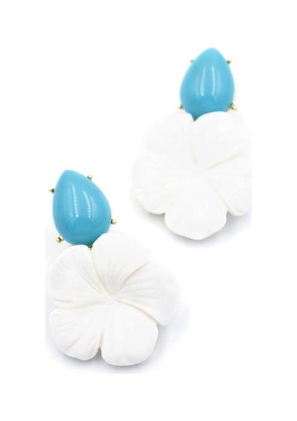 Çiçek Küpe - Beyaz