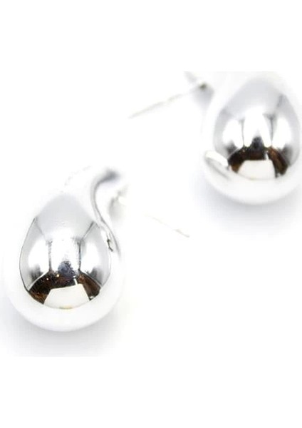 Orta Boy Damla Küpe - Gümüş