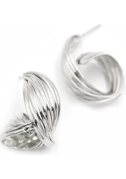 Metal Kıvrımlı Küpe - Gümüş fiyatları