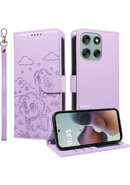 Motorola Moto G56 Sevimli Karikatür Köpek Manyetik Deri Kapaklı Koruyucu Telefon Kılıfı Cüzdan Kart Tutucu Bilek Kayışı (Yurt Dışından) indirimleri
