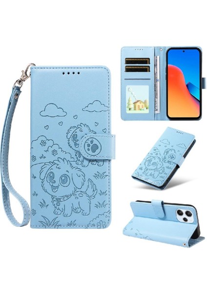 Xiaomi Poco M6 Pro 5g Sevimli Karikatür Köpek Manyetik Deri Kapaklı Koruyucu Telefon Kılıfı Cüzdan Kart Tutucu Bilek Kayışı (Yurt Dışından)
