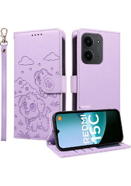 Xiaomi Redmi 15C 5g/4g Sevimli Karikatür Köpek Manyetik Deri Kapaklı Koruyucu Telefon Kılıfı Cüzdan Kart Tutucu Bilek Kayışı (Yurt Dışından) indirimleri