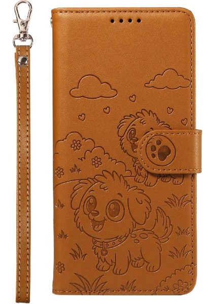 iPhone 12 Pro Max Sevimli Karikatür Köpek Manyetik Deri Kapaklı Koruyucu Telefon Kılıfı Cüzdan Kart Tutucu Bilek Kayışı (Yurt Dışından) indirimleri