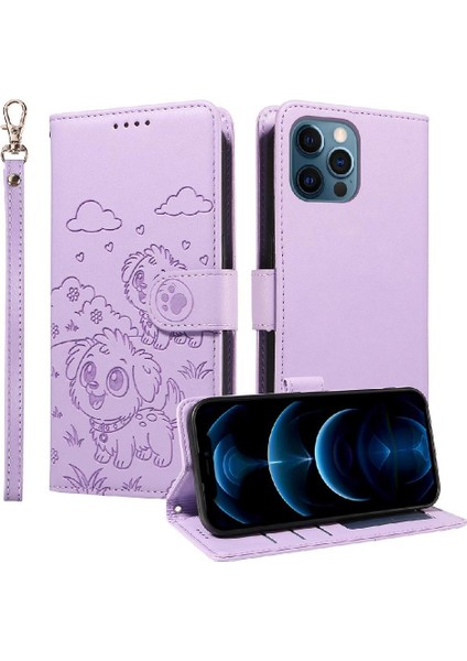 iPhone 12 Pro Max Sevimli Karikatür Köpek Manyetik Deri Kapaklı Koruyucu Telefon Kılıfı Cüzdan Kart Tutucu Bilek Kayışı (Yurt Dışından) indirimleri