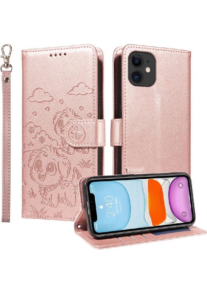 iPhone 12 Mini Sevimli Karikatür Köpek Manyetik Deri Kapaklı Koruyucu Telefon Kılıfı Cüzdan Kart Tutucu Bilek Kayışı (Yurt Dışından) fırsatları