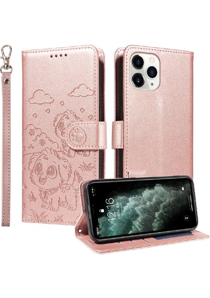 iPhone 11 Pro Max Sevimli Karikatür Köpek Manyetik Deri Kapaklı Koruyucu Telefon Kılıfı Cüzdan Kart Tutucu Bilek Kayışı (Yurt Dışından) indirimleri