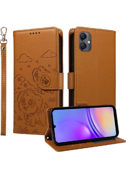 Samsung Galaxy A05 Sevimli Karikatür Köpek Manyetik Deri Kapaklı Koruyucu Telefon Kılıfı Cüzdan Kart Tutucu Bilek Kayışı (Yurt Dışından) indirimleri