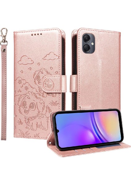 Samsung Galaxy A05 Sevimli Karikatür Köpek Manyetik Deri Kapaklı Koruyucu Telefon Kılıfı Cüzdan Kart Tutucu Bilek Kayışı (Yurt Dışından) indirimleri