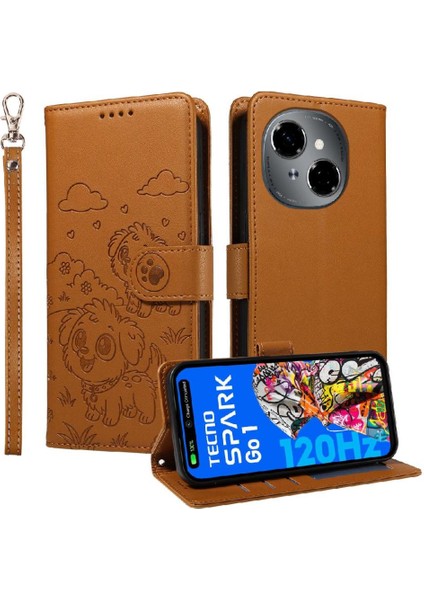 Tecno Pop 9 Sevimli Karikatür Köpek Manyetik Deri Kapaklı Koruyucu Telefon Kılıfı Cüzdan Kart Tutucu Bilek Kayışı (Yurt Dışından) indirimleri