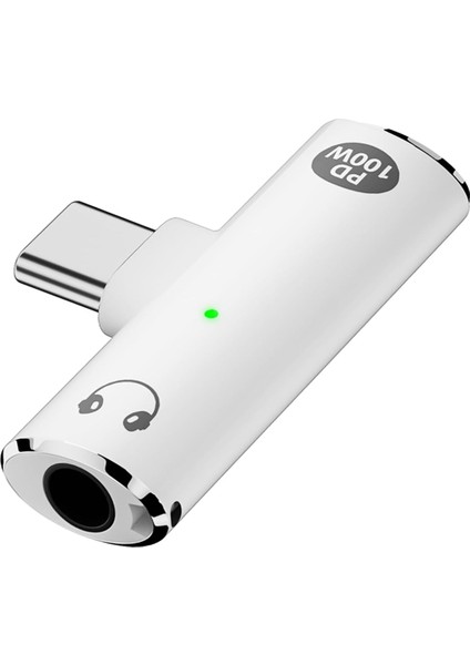 100W Hızlı Şarjlı USB C - Ses Jakı Adaptörü, Type C Arayüz Serisi Için 2'si 1 Arada USB C - 3,5 mm Dişi Kulaklık, B (Yurt Dışından)