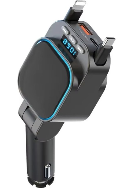 Fm Verici Bluetooth 5.3 Araç Mp3 Çalar 96W Pd Type-C+Qc3.0 Hızlı Araç Şarj Cihazı 2 Geri Çekilebilir Kablo ile (Yurt Dışından)