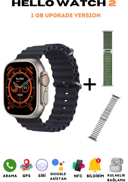 H11 Hello Watch Ultra 2, 1 GB Yükseltme, Metal ve Alpine Kordon, Hediye Aksesuar ile