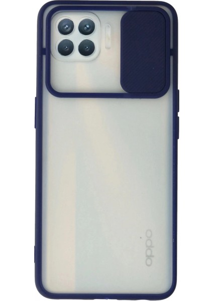 Oppo Reno 4 Lite Kılıf Palm Buzlu Kamera Sürgülü Silikon - Lacivert