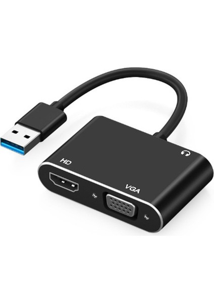 USB 3.0 - HDMI Uyumlu VGA Adaptörü Hd Video Dönüştürücü 2 Monitör ve Dizüstü Bilgisayarlar Için Senkronizasyon Çıkışı (Yurt Dışından)