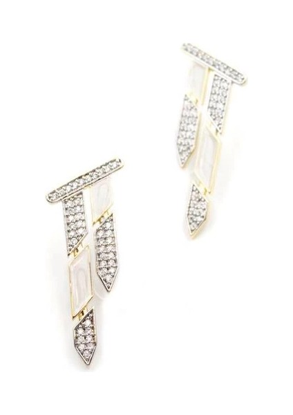 Taşlı Mineli Küpe - Altın