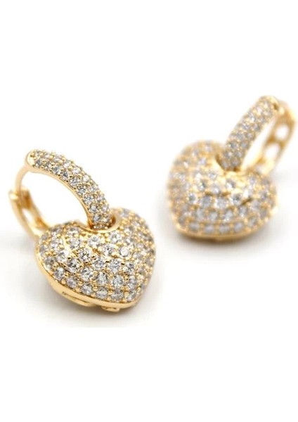 Taşlı Kalp Küpe - Altın fiyatları