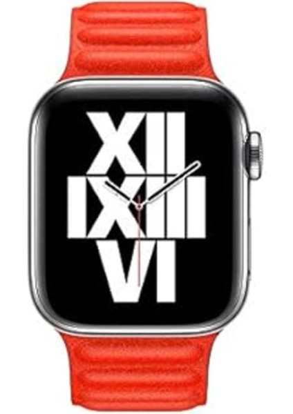 44MM Kordon Kırmızı Deri, Uyumlu Akıllı Saat Için Şık Seçenek