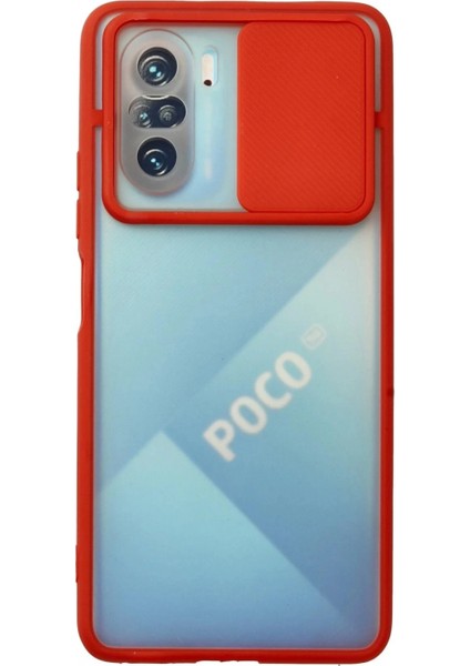Xiaomi Poco F3 Kılıf Palm Buzlu Kamera Sürgülü Silikon - Kırmızı