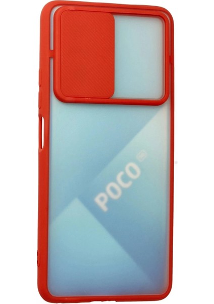 Xiaomi Poco F3 Kılıf Palm Buzlu Kamera Sürgülü Silikon - Kırmızı modelleri