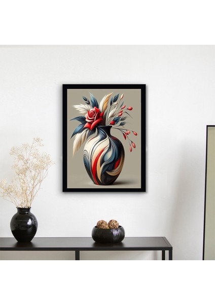 Şık Çerçeveli Vazo Çiçek Tablo