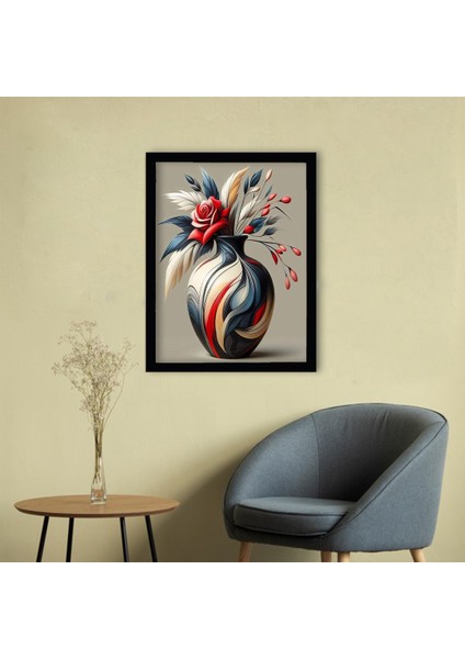 Şık Çerçeveli Vazo Çiçek Tablo fiyatları