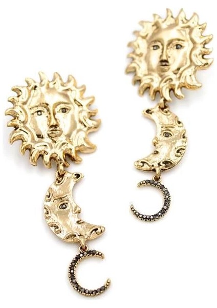 Güneş Ay Küpe - Altın