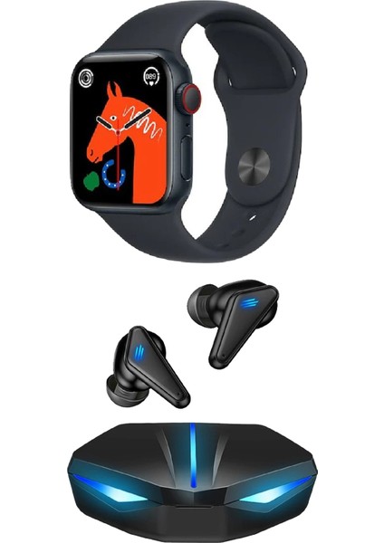 Akıllı Saat ve Işıklı Bluetooth Kulaklık Kampanya Seti, Siyah, Şık ve Fonksiyonel