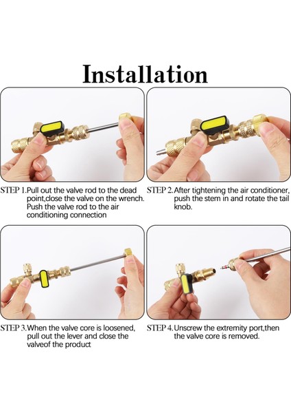 Çift Boyutlu Sae 1/4 Inç ve 5/16 Inç Portlu Pirinç Adaptörlü Vana Çekirdeği Sökme ve Takma Aleti, R22 R32 R410A Için Hvac Klima Onarımı (Yurt Dışından) fiyatları