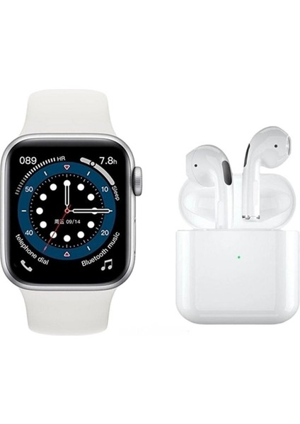 Yeni Nesil Akıllı Saat ve Kablosuz Kulaklık Takım, Beyaz, Xiaomi Uyumlu