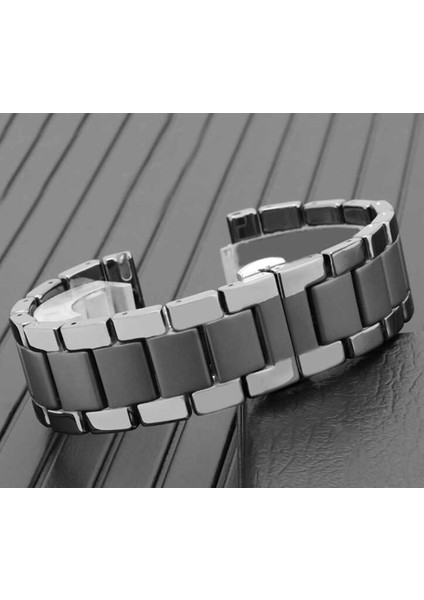 42MM Mat Seramik Kaplama Metal Kordonlu Akıllı Saat Kordonu Siyah modelleri
