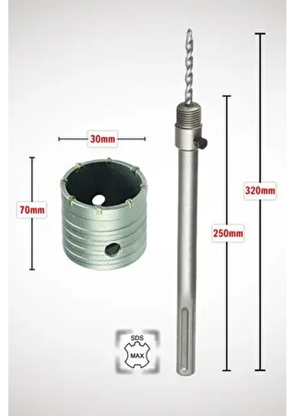 Beton Panç Takım Adaptör 65 mm Mil Uzunlugu 250 mm