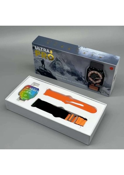 Ultra 8 Pro 49MM 2.02 Inç Akıllı Saat, Siyah, 2 Kayış, Serisi 8 S8