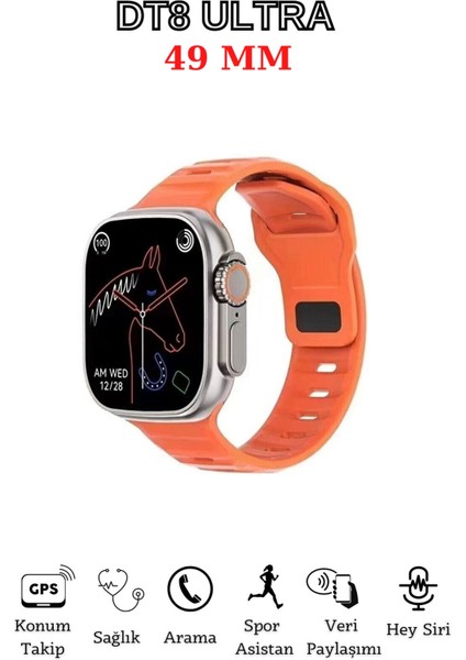 Turuncu Akıllı Saat 49MM, Gps, Nfc, Siri, iPhone 12 Uyumlu, 2.05 Inç Ekran