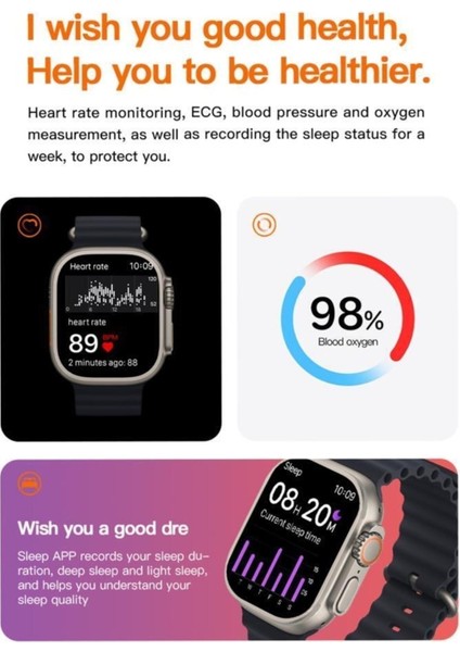 44MM Tam Ekran Akıllı Saat, Bluetooth Çağrı, Siyah, Turuncu Seçenekleri fırsatları