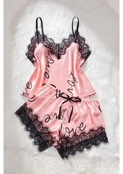 Love Kalp Baskılı Şortlu Pijama Takımı modelleri