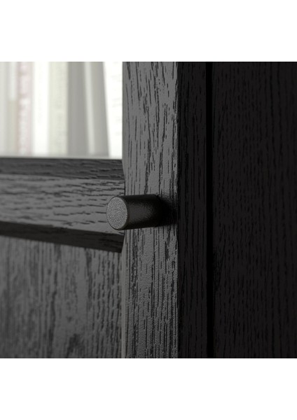 Cam/panel Kapaklı Kitaplık, Siyah Meşe Görünümlü, 40X30X202 cm fırsatları