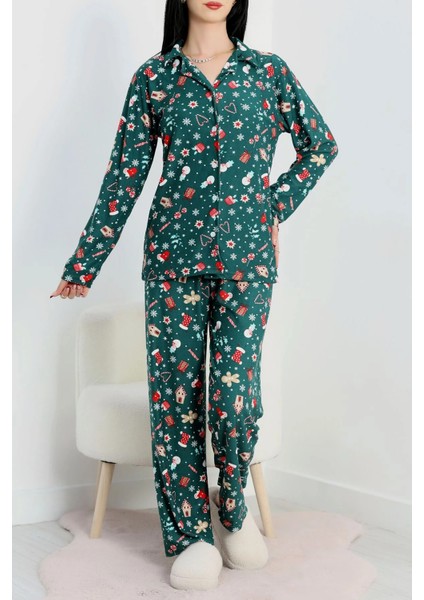 Yılbaşı Süet Düğmeli Pijama Takımı modelleri