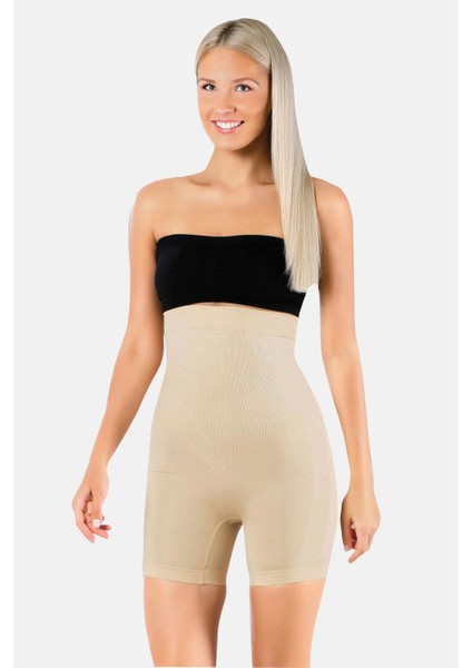 Kadın Paçalı Mideli Toparlayıcı Korse – Siyah & Ten | Vücut Şekillendirici Iç Giyim