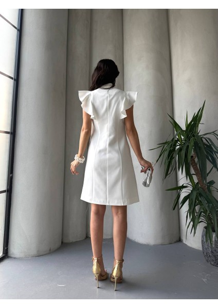 Kadın Kruvaze Yaka Fırfır Detaylı Elbise indirimleri