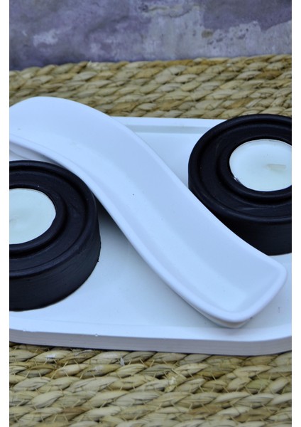 Taş Tozu Dekoratif Tealight Mumluk Seti – 2’li Mumluk, Takı & Sunum Kutusu ve Oval Tabak Yingyang Takı Kutusu modelleri