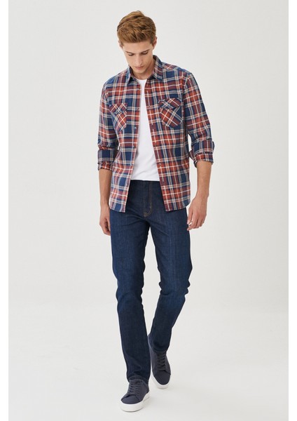 Erkek Texas Slim Koyu Mavi Slim Normal Bel Dar Paça Esnek Jean Pantolon fiyatları