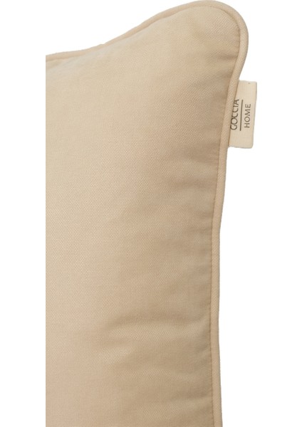 2'li Kadife Dokulu Fitilli Kırlent Kılıfı Krem