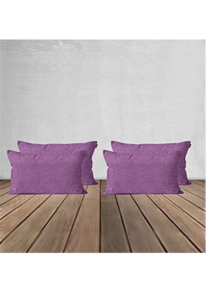 4'lü Kadife Dokulu Kırlent Kılıfı Mor indirimleri