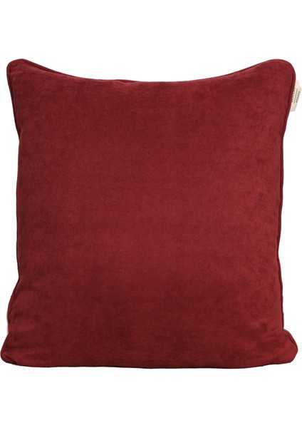 2'li Kadife Dokulu Fitilli Kırlent Kılıfı Bordo