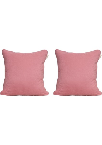 2'li Kadife Dokulu Fitilli Kırlent Kılıfı Pembe
