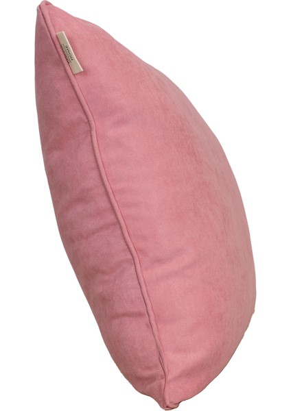 2'li Kadife Dokulu Fitilli Kırlent Kılıfı Pembe